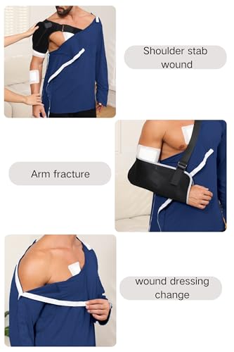 HORSSLE Post Shoulder Surgery Shirt, Comfy Wear After Surgery Shirts, Full Open Side Snap Chemo & Dialysis