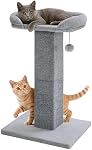 Made4Pets Poste de découpe de chat pour les chats intérieurs Carré de tapis avec lit Tall 32 Inch, Cat Scratcher Post avec Jouet pour les grands chats et chaton, Cat Stratch Post avec large base Protégez votre chat & Mobilier