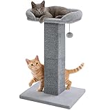 Made4Pets Cat Scratching Post for Indoor Cats Carpet Square with Bed Tall 32 Inch, Cat Scratcher Post with Toy for Large Cats and Kitten, Cat Scratch Post with Wide Base Protect Your Cat & Furniture