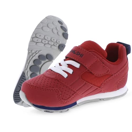 TSUKIHOSHI 2510 Racer Strap-Closure Machine-Washable Child Sneaker Shoe with Wide Toe Box and Slip-Resistant, Non-Marking Outsole - Red/Navy, 10.5 Little Kid (4-8 Years)
