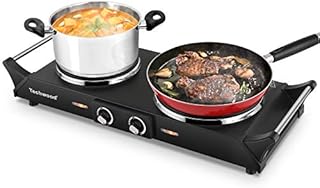 Techwood Hot Plate Electric Double Burner Portable Burner, 1800W with Adjustable Temperature, Stay