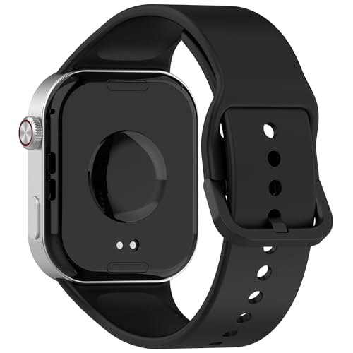 AWADUO Redmi Watch 6/5/4�Ή� �����p�o���h �V���R�����X�g�X�g���b�v�u���X���b�g �\�t�g�ŏ�v �N�C�b�N�����[�X�t�� Xiaomi Smart Band 9 Pro/8 Pro�Ή� (�u���b�N)