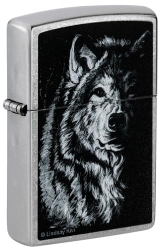 Image of Zippo Lindsay Kivi Shadow Wolf Street Chrome Pocket Lighter