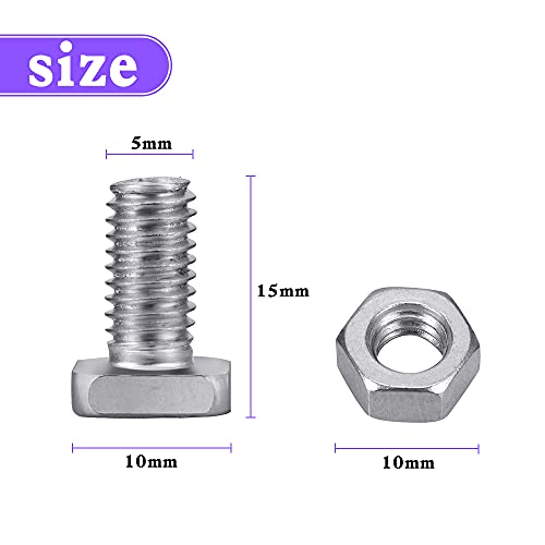 XCOZU 50 Pcs Nuts and Bolts Set, Greenhouse Accessories Parts, Square Head Aluminium Glasshouse Fasteners