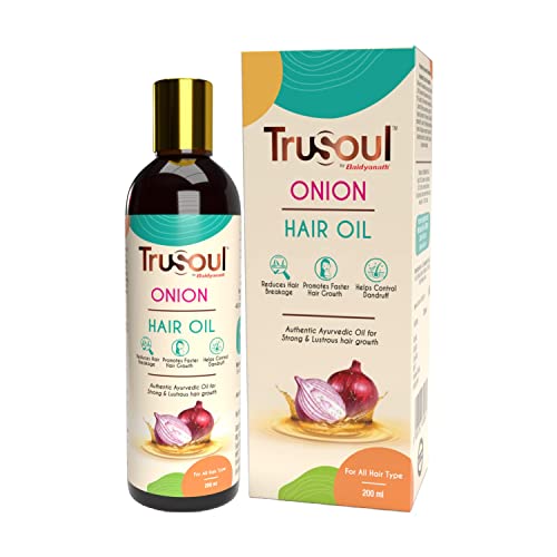 TruSoul by Baidyanath Onion Hair Oil | Authentic Ayurvedic Oil with Blend of 12 Natural Oils & Herbs – For All Hair Types (200 ml x Pack of 1)