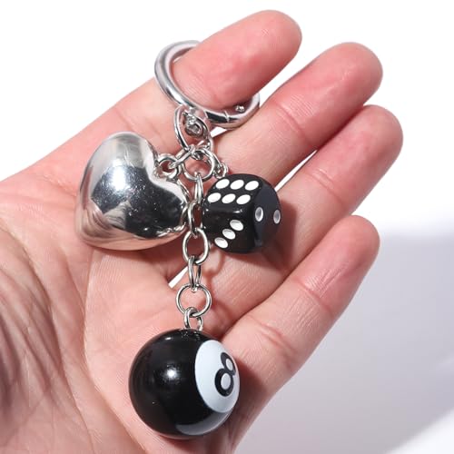 Image of 8 Ball Dice Charm Keychain - Cute Bag Purse Handbag Accessories - Y2K Aesthetic Key Chain for Women Men
