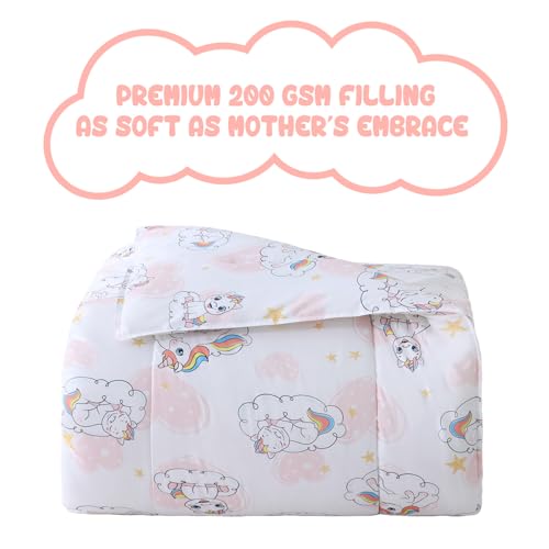Image of Yibeizi Kids Unicorn Full Bed Comforter Set Pink Heart Bedding