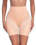 WOWENY Bauchweg Unterhose Damen Hohe Taille Miederhose mit Bein Stark Formend Po Push Up Shapewear Shaping Unterwäsche für Damen(Beige, L)