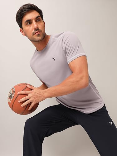 Image of TECHNOSPORT Men's 100% Polyester Slim Fit Solid Short Sleeve T-Shirt for Gym, Workout, Sports and Regular Use - Pack of 2