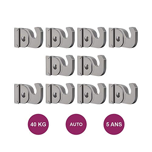 Lote de 10 ganchos de 40 kg autobloqueantes para varilla de 4 x 4 mm
