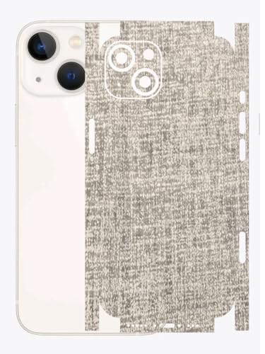 Image of AtOdds - Full Body Back Screen Guard Protector Film - 3D Textured Lamination Wrap Skin Sticker for iPhone 13 mini | Scratchproof Matte Finish (Design - Fabric)