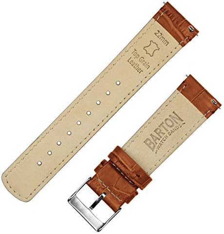BARTON Alligator Grain - Quick Release Leather Watch Bands - Choose Color - 16 mm, 18mm, 19mm, 20mm, 21mm, 22mm, 23mm, or 24mm - Toffee 22mm Strap - 3