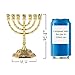 12 Tribes of Israel Menorah, Jerusalem Temple 7 Branch Jewish Candle Holder (5 Inches, Gold)