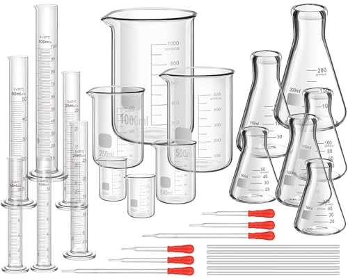 Frienda 30 Pcs 50/100/250/500/1000ml Lab Glassware Beaker Set