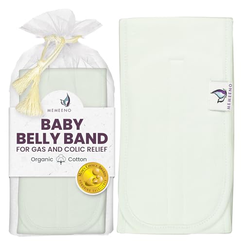 Image of MEMEENO Baby Belly Band for Gas and Colic Baby Relief - Belly Band for Heating Pad for Colic, Heated Tummy Wrap, Sage