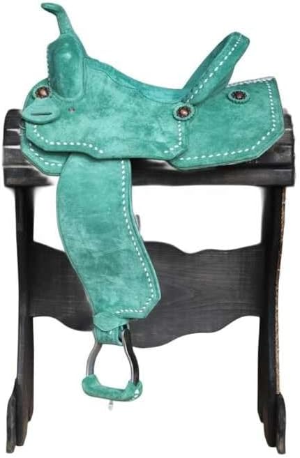 Leather Suede Barrel Racing Western Horse Saddle Handmade Premium Custom Cowboy Cowgirl Pleasure Comfort Trail Tack Equestrian Pony-Adult Saddle for Horse Riding Size: 10-18 inch Seat, MO-10