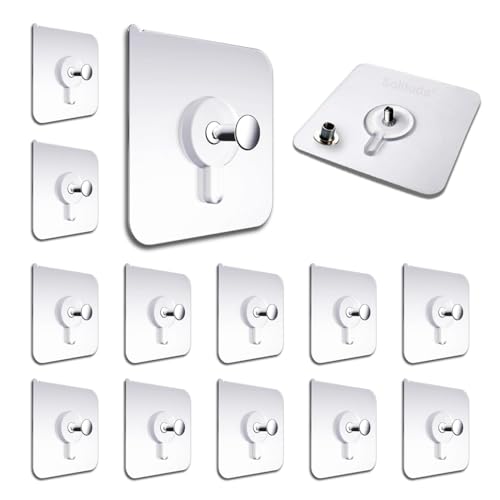 Image of Solitude 10 Pieces Self Adhesive Photo Frame Hangers | Nail Free Wall Hooks for Hanging Picture Frames, Wall Clocks, and Mirrors | Heavy Duty No Drilling Sticky Hooks for Home and Office