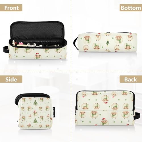 Bolsa de viaje para herramientas de cabello con tapete resistente al calor removible, impermeable, organizador para rizador, plancha, secador plano con detalles festivos de oveja navideña miniatura 5