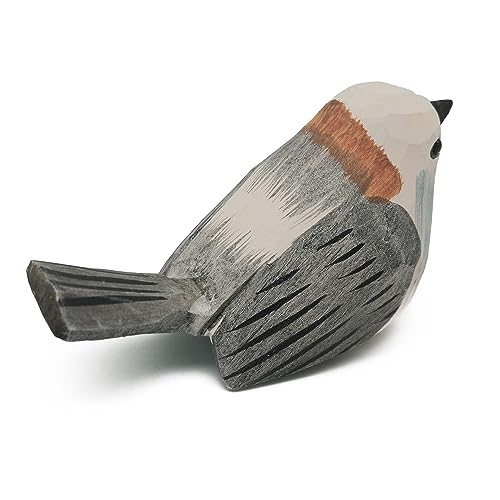 Figura de pájaro tallada a mano en madera para decoración miniatura 7