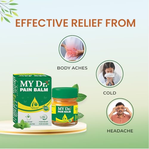 Image of MY Dr. Pain Relief Balm for Headache, Cold & Body Pain | Cooling and Warming Therapy | Ayurvedic Massage Balm | 14ml Pack of 6