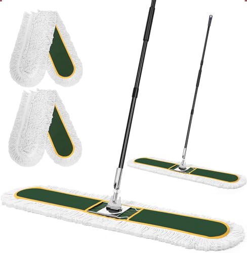 48 Commercial Dust Mop for Floor Cleaning with 2 Cotton Mop Pads