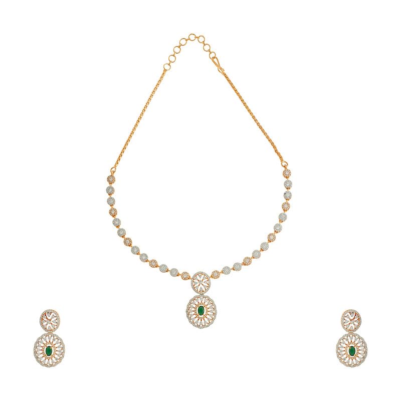 Kushals Fashion Jewellery Green Rodium Gold Plated Ethnic Zircon Necklace Set - 421280 (B0DF7YDW7F) Amazon Price History, Amazon Price Tracker