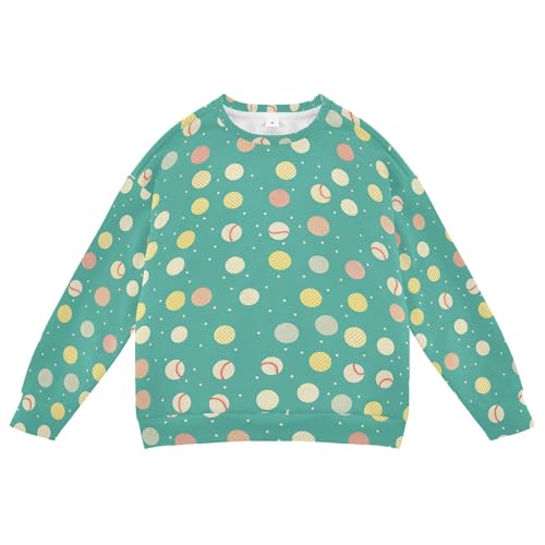 JUNZAN Cute Baseball Dots Green Big Boys Hooded Sweatshirt Crewneck Outerwear for Kids Athletic 4T