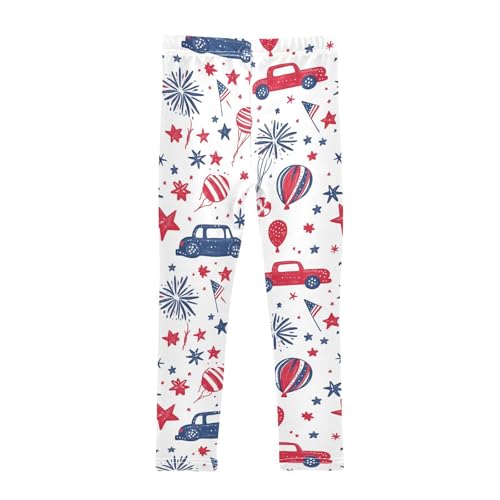 ZZKKO Girls Leggings Fireworks Stars Balloons Flags Toddler Girls Clothes Leggings for Girls Toddler Girls Leggings 3-4T2