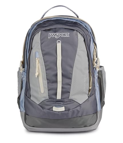 Image of JanSport Odyssey 38L Laptop & Hiking Backpack, Fits 15 inch Laptop or 3 L Hydration Bladder, Grounded Grey, Tuck-Away Hip Belt, Dual Main Compartments, Ergonomic Padding, College & Travel Daypack