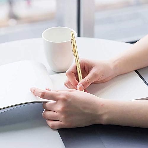 Miniatura 7 de Unibene Bolígrafos retráctiles metálicos delgados  Oro tallado, bonito regalo para negocios, oficina, estudiantes, profesores, boda, Navidad, punta