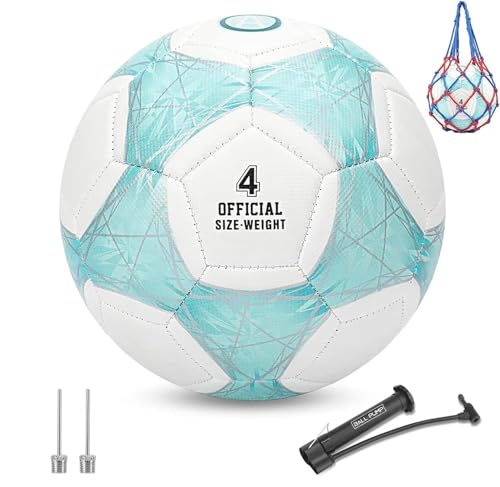 STEEFAN Pink/Blue/Teal Soccer Ball Size 4 for Kids Outdoor Play Color Change Soccer Official Ball with Needles and Air Pump Gift Idea for Kid Teen Boy Girl Junior Women Indoor Outdoor Game Soccer Ball