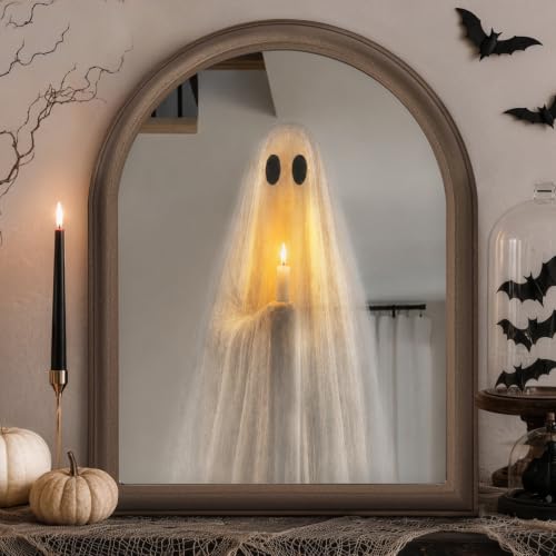 ORIENTAL CHERRY Halloween Decor - 11 x 13.8 Light Up Ghost Mirror