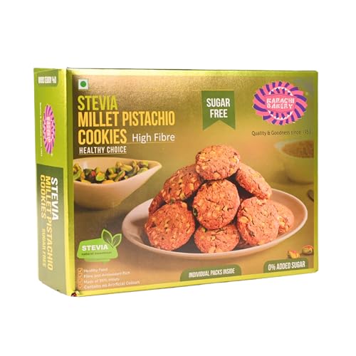 Image of Karachi Bakery Sugar Free Stevia Pistachio and Millet Cookies 300g
