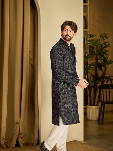 Image of SOJANYA (Since 1958 Men's Cotton Rayon Shiny Thread Sequinned Only Long Kurta