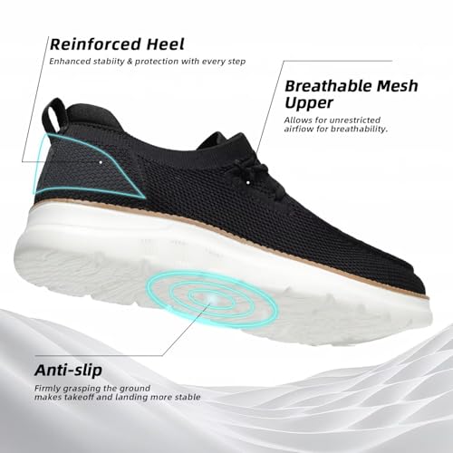 Image of Mens Boat Loafers Slip-on Casual Mesh Walking Shoes Business Oxfords Sneakers Work Lightweight Comfortable Soft Sole Black