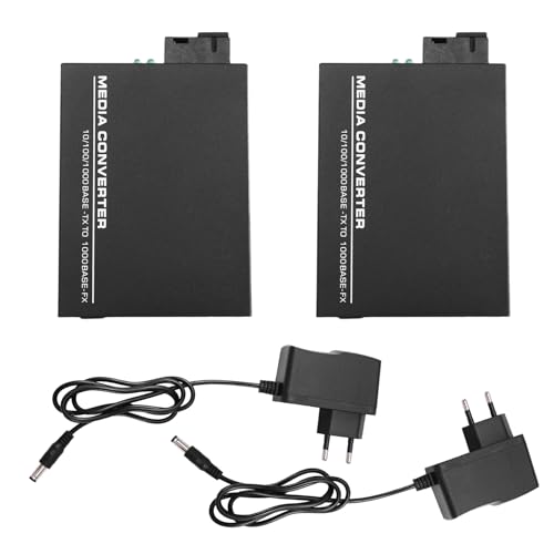 Kquepo 1 Par de Transceptores Ethernet Gigabit de Fibra Óptica A RJ45 Monomodo de Fibra Óptica, 20 Km, Enchufe UE. EU Plug