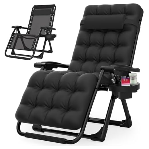 Suteck Zero Gravity Chair, Reclining Camping Lounge Chair w/Removable Cushion, Upgraded Lock and Cup Holder, Reclining Patio Chairs Folding Recliner for Indoor and Outdoor