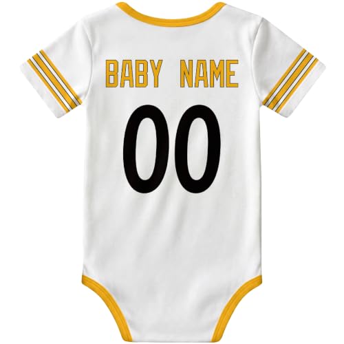 Image of KREDE Baby Clothes Custom Name Bodysuit for Baby Boy Gifts | Short Sleeves Bodysuit with Custom Number Name
