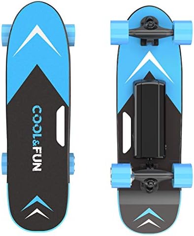 Cool&Fun Electric Skateboard, Brushless Motor Electric Skateboard with Remote, 10MPH Top Speed, 7 Miles Range, 3 Speeds Adjustment, Max Load up to 200 Lbs, Electric Skateboard for Adults (Blue)