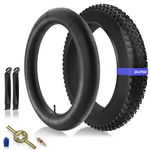D-Cycle 20x4.0インチ ファットバイク タイヤ & チューブ セット 1セット - マウンテンバイク 折りたたみ自転車 電動アシスト自転車 e-bike 用 互換サイズ 20x4.10 20x4.25 20x4.50 パンク防止 バルブ工具付属 [並行輸入品]