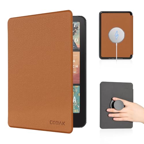 Image of CoBak Case with Fold-Back Magnetic Cover for 7 inch Kindle Paperwhite 12th Gen 2024 and Kindle Colorsoft - for PopSockets Grip, Compatible with iPhone MagSafe and Anker Wireless Charging Pads, Auto Wake