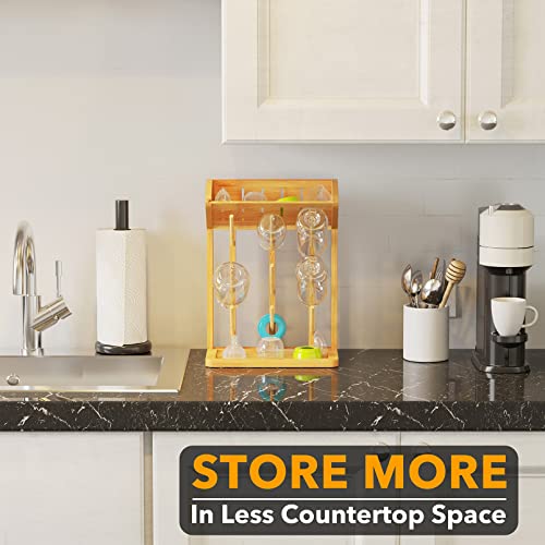 SpaceAid Bamboo Baby Bottle Drying Rack, Space Saving Kitchen Bottles Holder Organizer for Baby Bottle Rack Dryer Storage Accessories (Natural, 9 Bottles) - Image 6