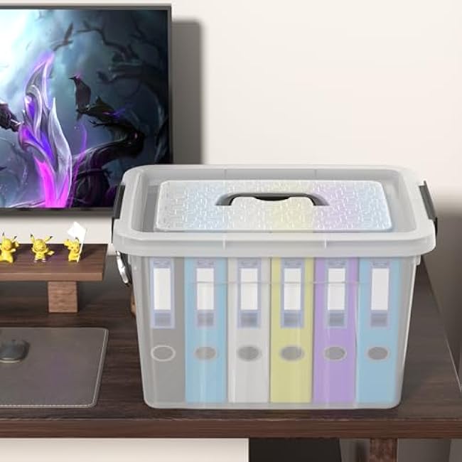 4 Packs 20 L Clear Plastic Storage Bins, Stackable Organizer Containers with Lids, Latching Box with Handle
