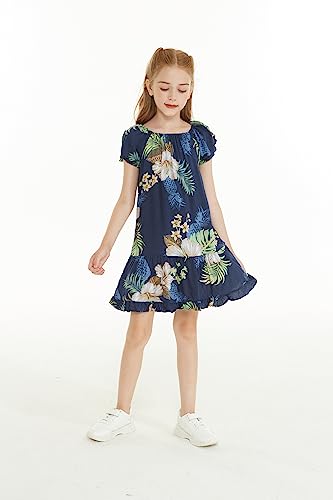 Image of Matchable Family Hawaiian Luau Men Women Girl Boy Clothes in Pineapple Garden Navy