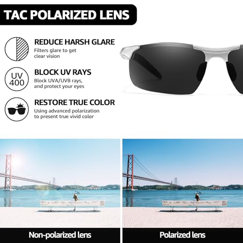Image of TJUTR Mens Photochromic Sunglasses Day & Night Driving Z87 Sun Glasses Polarized UV400 Protection Safety Glasses