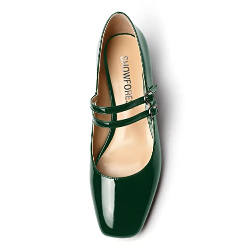 SHOWFOREST Womens Patent Mary Jane Cute Adjustable Strap Dating Slip On Square Toe Chunky Low Heel Pumps Shoes 1.5 Inch3