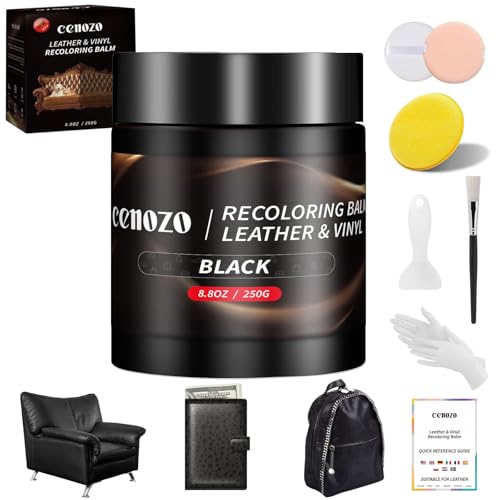 Kit de Reparación para Cuero Negro,Tinte para Cuero Liquido Reparador,Masilla de Reparación de Cueros,Pintura para Reparador Cuero Coche,Para Reparador Mancha,Arañazos,Grietas