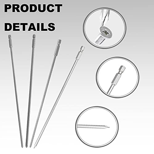 Utoolmart Phillips Screwdriver Bits, 4Ph2 Magnetic Phillips Head Screw Driver Bit, With 1/4 Inch Hex Shank, 250Mm Length S2 Steel Screw Driver Kit Tools, For Repair Work, 2 Pcs #TOP4