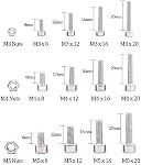 Glarks 510Pcs M3 M4 M5 304 Stainless Steel Hex Socket Head Cap Screws With Nuts Assortment Kit