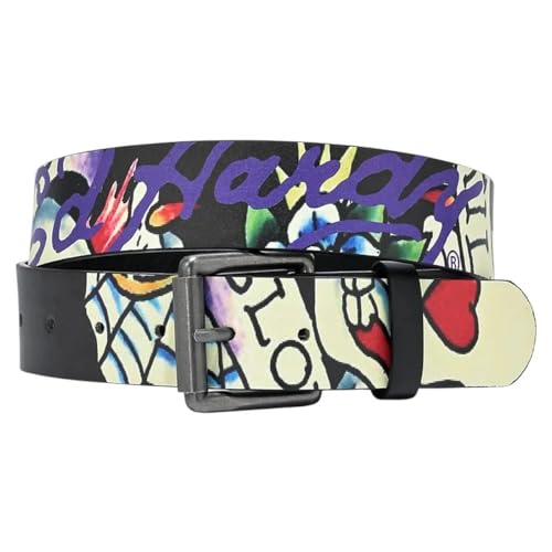 ED HARDY Men's 38mm Skull in Love Print Studded Belt2